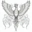 phoenix soaring symmetrical tattoo design idea