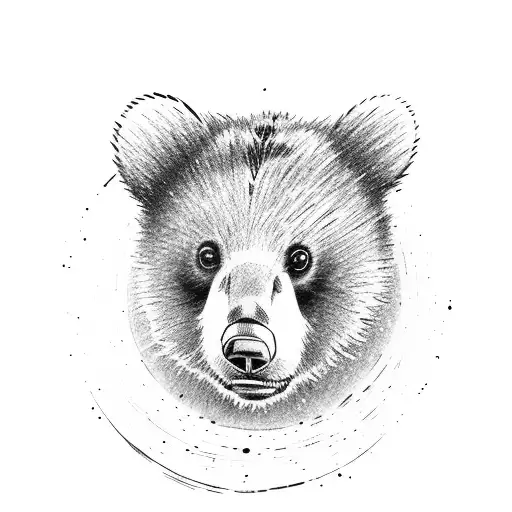 bear cub being chased by a baby bunny tattoo design idea