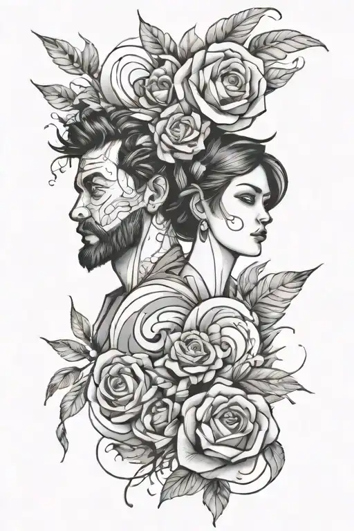 couple funny modern minimalist tattoo design idea