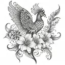 flowers phoenix tribal tattoo design idea