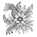 flowers phoenix tribal tattoo design idea