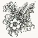 flowers phoenix tribal tattoo design idea
