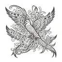 flowers phoenix tribal tattoo design idea
