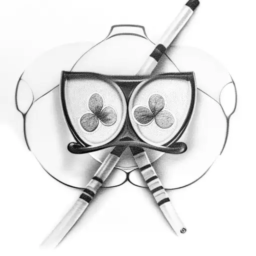 tennis racket 4 leaf clover tattoo design idea