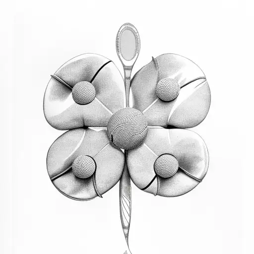 tennis racket 4 leaf clover tattoo design idea