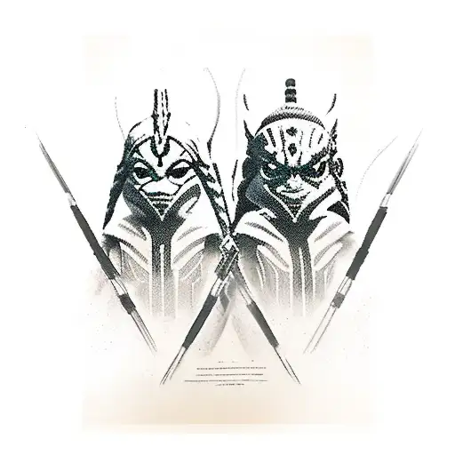 Ahsoka Tano and Sabine Wren standing back to back, ready for action tattoo design idea