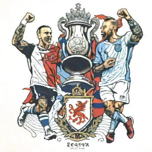 England Euro 2024 winners with cup filled tattoo design idea