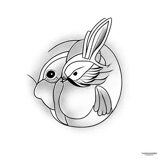 2 doves and a rabbit masculine  tattoo design idea