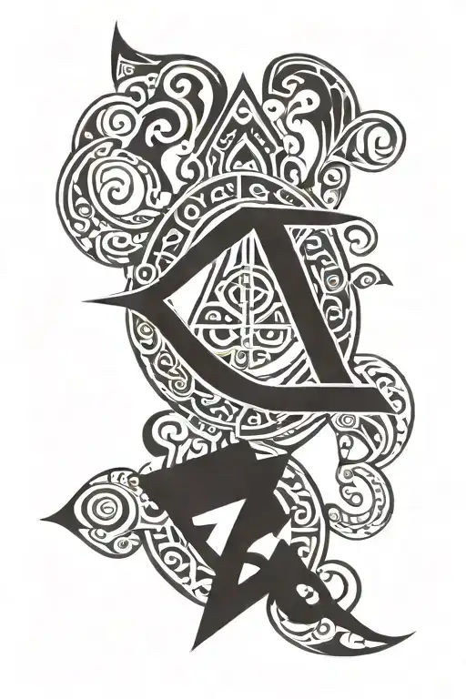 Gada with trishul and third ey sign tattoo design idea
