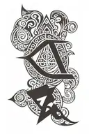 Gada with trishul and third ey sign tattoo design idea