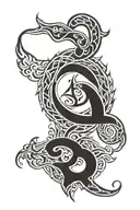 Gada with trishul and third ey sign tattoo design idea