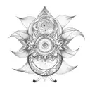 horizontally spine tattoo featuring moon phases with lotus flowers and butterflies tattoo design idea