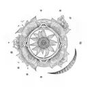 horizontally spine tattoo featuring moon phases with lotus flowers and butterflies tattoo design idea