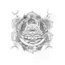 horizontally spine tattoo featuring moon phases with lotus flowers and butterflies tattoo design idea