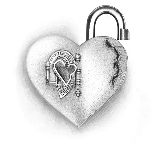 A heart-shaped lock with a key, symbolizing the unbreakable bond between a mother and daughter tattoo design idea