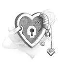 A heart-shaped lock with a key, symbolizing the unbreakable bond between a mother and daughter tattoo design idea