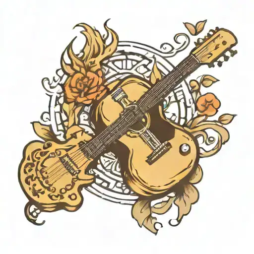Guitar and god is greater than highs and lows tattoo design idea