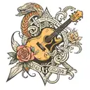 Guitar and god is greater than highs and lows tattoo design idea