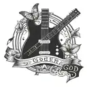 Guitar and god is greater than highs and lows tattoo design idea
