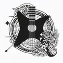 Guitar and god is greater than highs and lows tattoo design idea