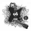 Guitar and god is greater than highs and lows tattoo design idea