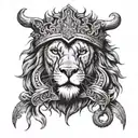 A lion's head with a warrior helmet, surrounded by biblical scripture 'Ephesians 20-9' tattoo design idea