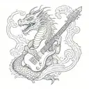 Design a tattoo of an Oriental Dragon playing a guitar or other musical instrument tattoo design idea