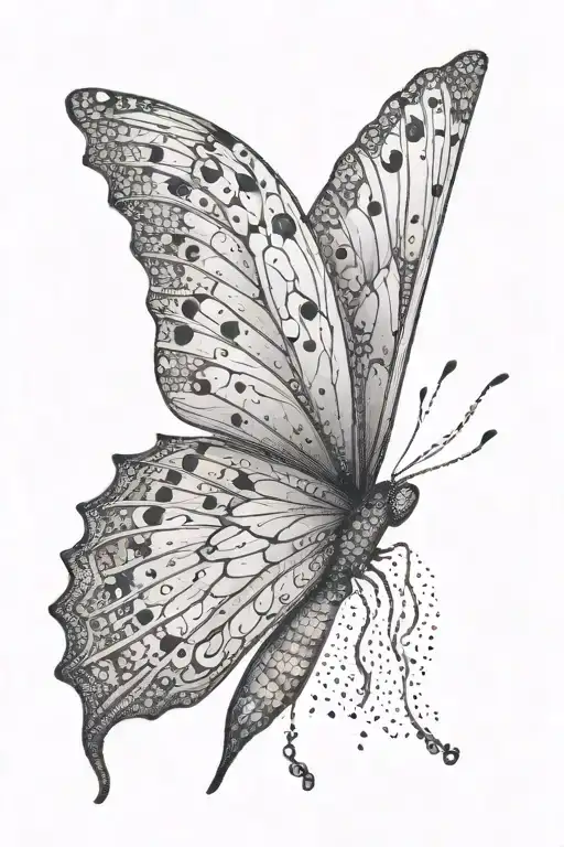 A butterfly with thin pointed wings tattoo design idea