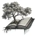 A tattoo symbolizing self development and growth, like a tree growing from a book tattoo design idea