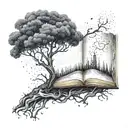 A tattoo symbolizing self development and growth, like a tree growing from a book tattoo design idea