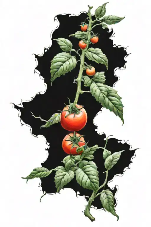 realistic tomato plant tattoo design idea