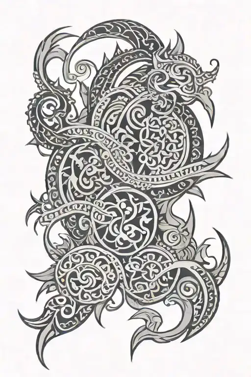 burmese and new zealand tribal inspired design tattoo design idea