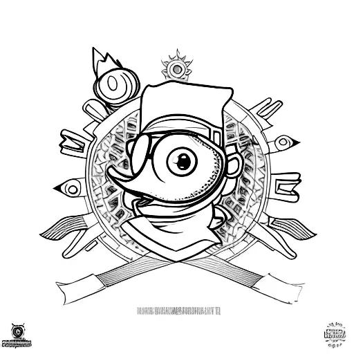 pato de borracha com oculos de sol simples tattoo design idea