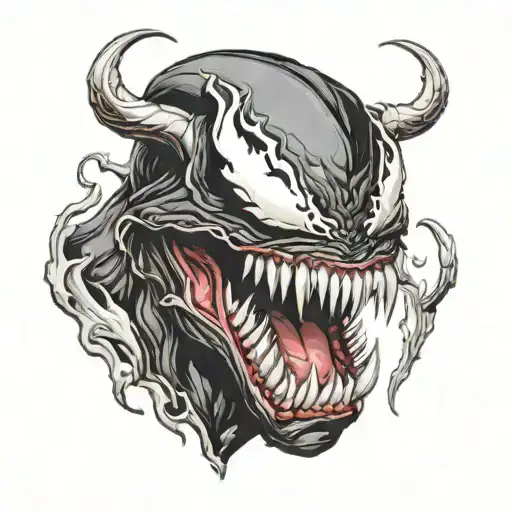 Venom portrait with open mouth tattoo design idea