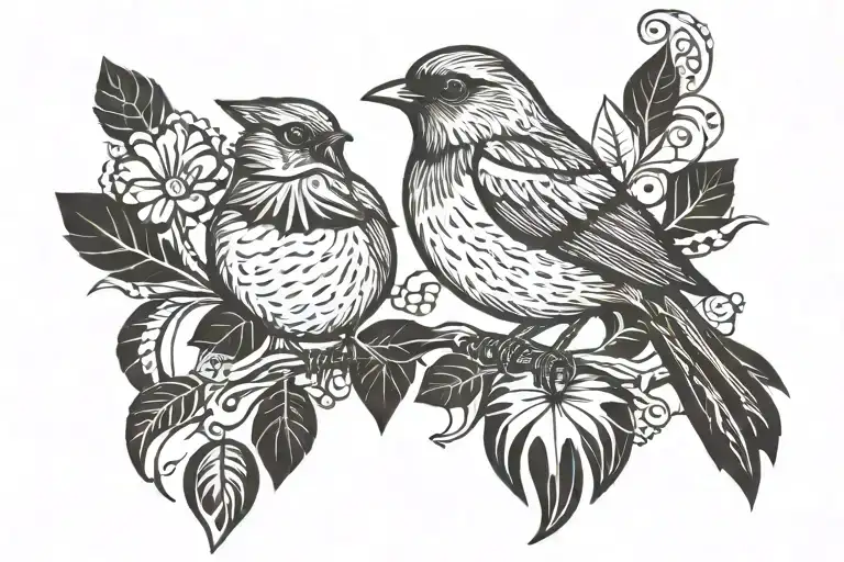 fore arm band. a robin and an acorn  tattoo design idea