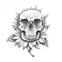 Skull and sunflowers  tattoo design idea