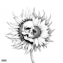 Skull sunflower  tattoo design idea