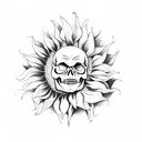 Skull sunflower  tattoo design idea