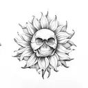 Skull sunflower  tattoo design idea
