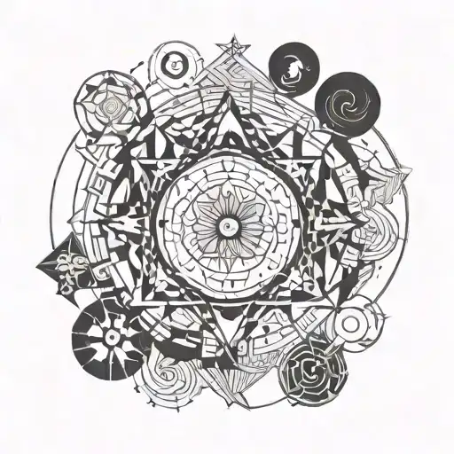 Virgo and Aquarius zodiac sign tattoo design idea