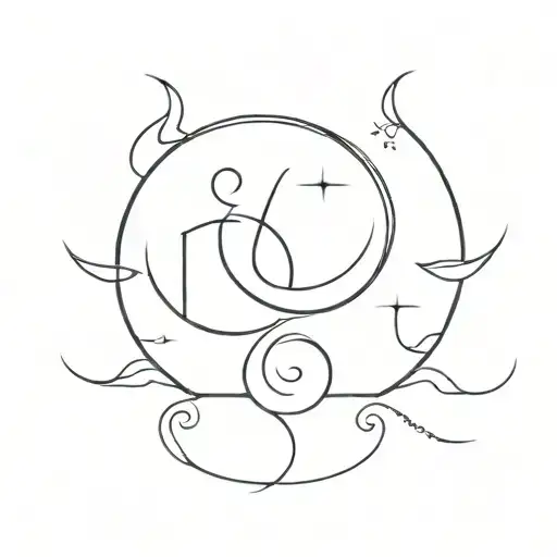 Virgo and Aquarius zodiac sign tattoo design idea
