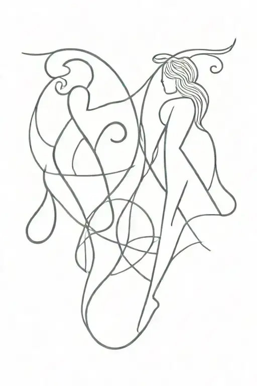 Aquarius and Virgo symbol incorporated tattoo design idea