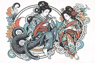 Virgo and Aquarius zodiac sign tattoo design idea