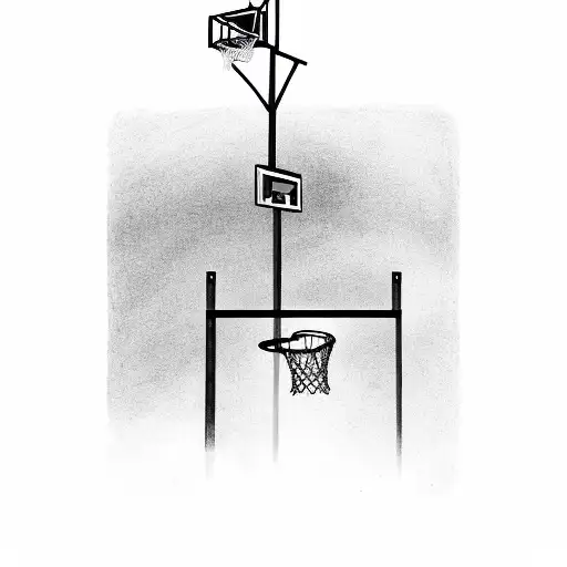 Basketball court with a player shooting a hoop tattoo design idea