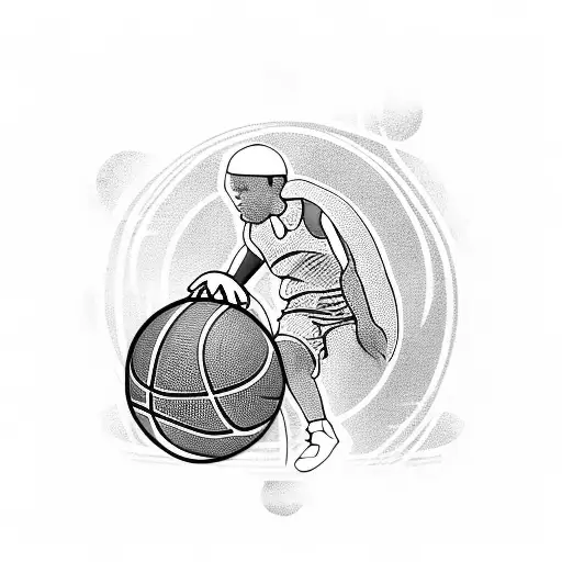 Basketball player holding a trophy tattoo design idea