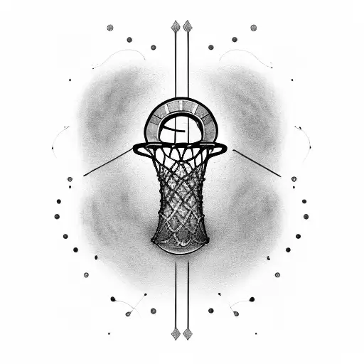 Basketball hoop with a medal hanging from it tattoo design idea