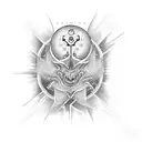 score in key of C, in 6/8 with one measure and illuminated by the sun tattoo design idea