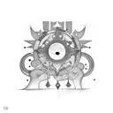 score in key of C, in 6/8 with one measure and illuminated by the sun tattoo design idea