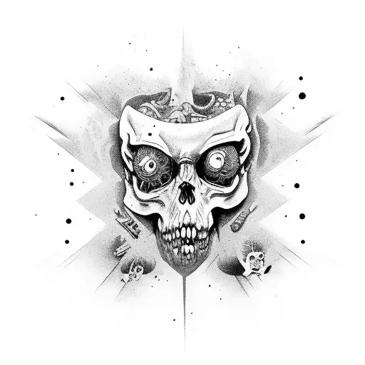 cementerio con zombis tattoo design idea