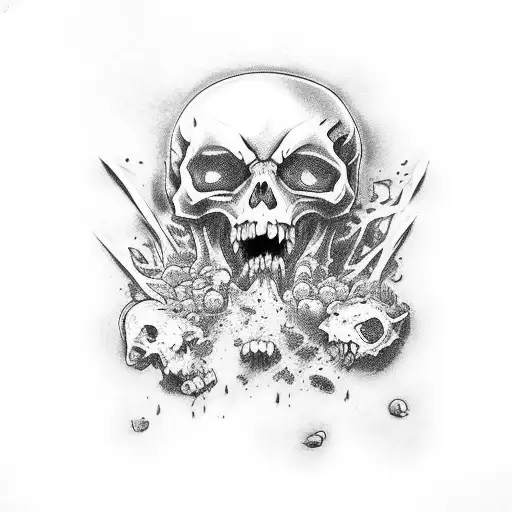 cementerio con zombis tattoo design idea